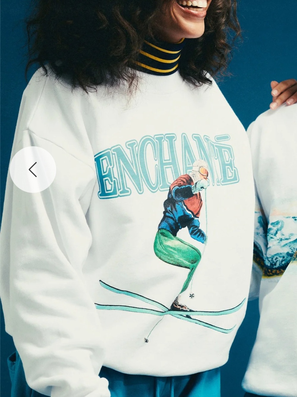 NWT White Enchanté Graphic Ski Unisex Oversized Crewneck Sweatshirt - Women's